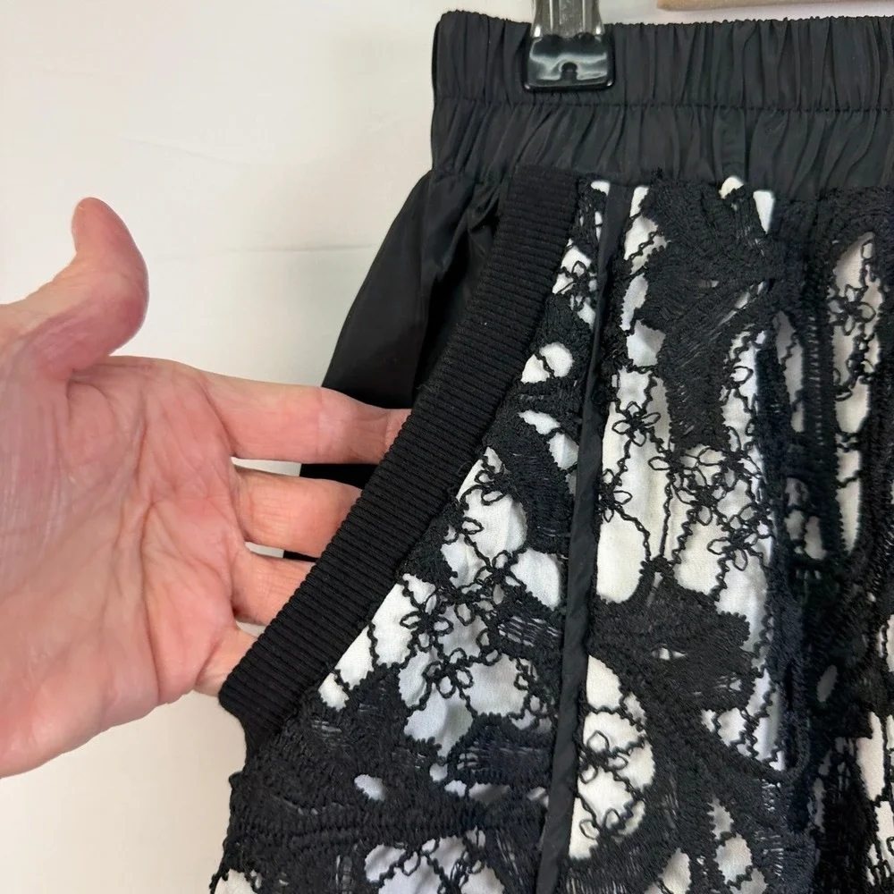 NEW Joh. Black Lace Overlay Maxi Skirt Style 34072W Size S Elastic Waist Pockets